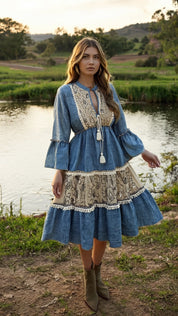 Boho Denim Short Dress