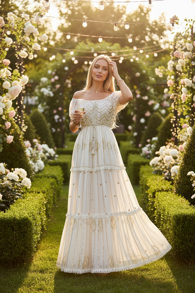 Bohemian Muse Off-Shoulder Dress