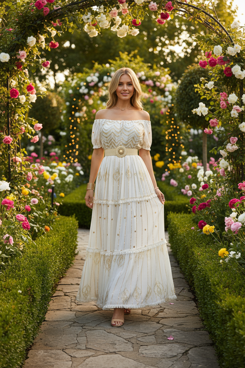 Bohemian Muse Off-Shoulder Dress