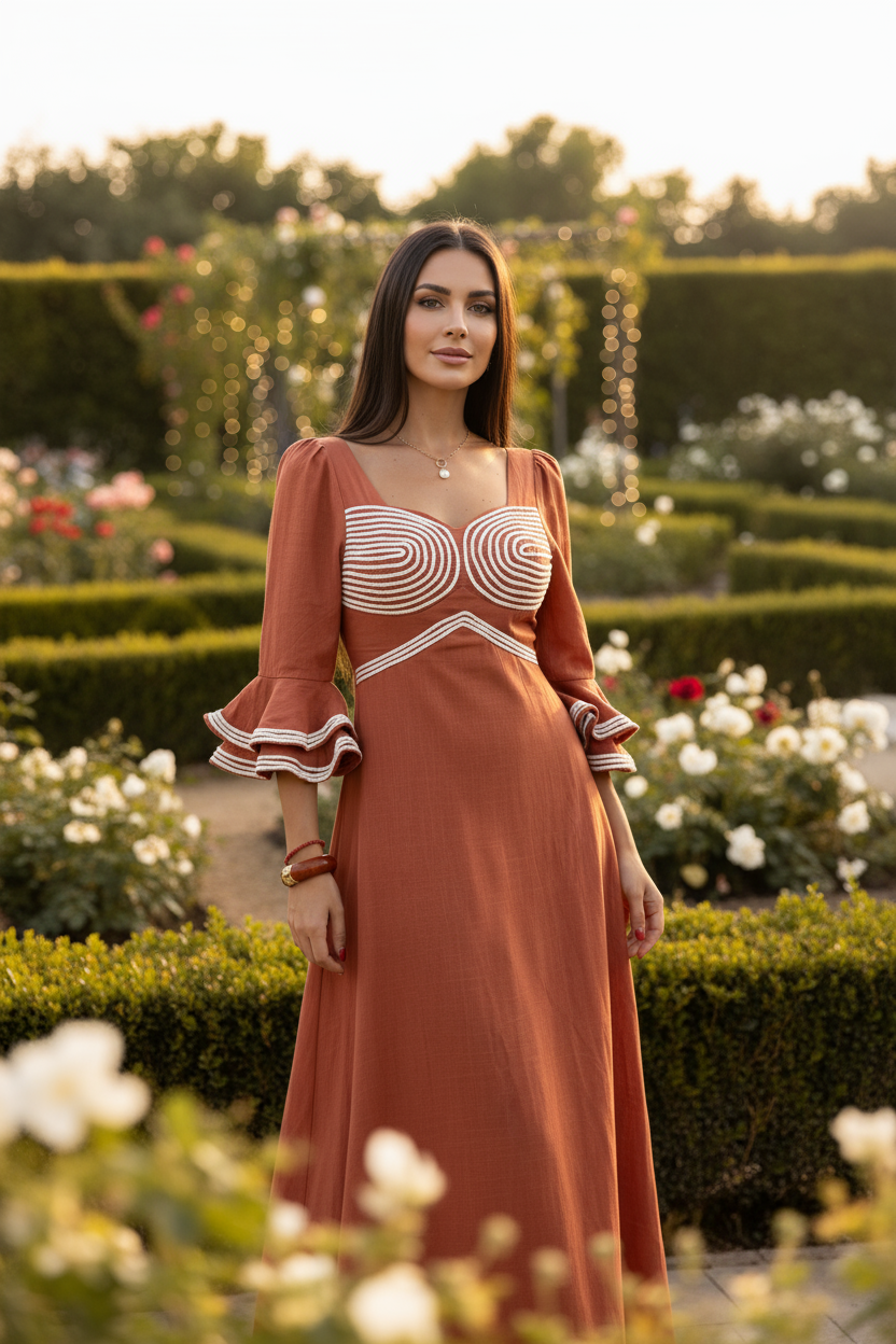 Terracotta Boho Maxi Dress S / Dress Terracotta Boho Maxi Dress – Bohemian Love Style