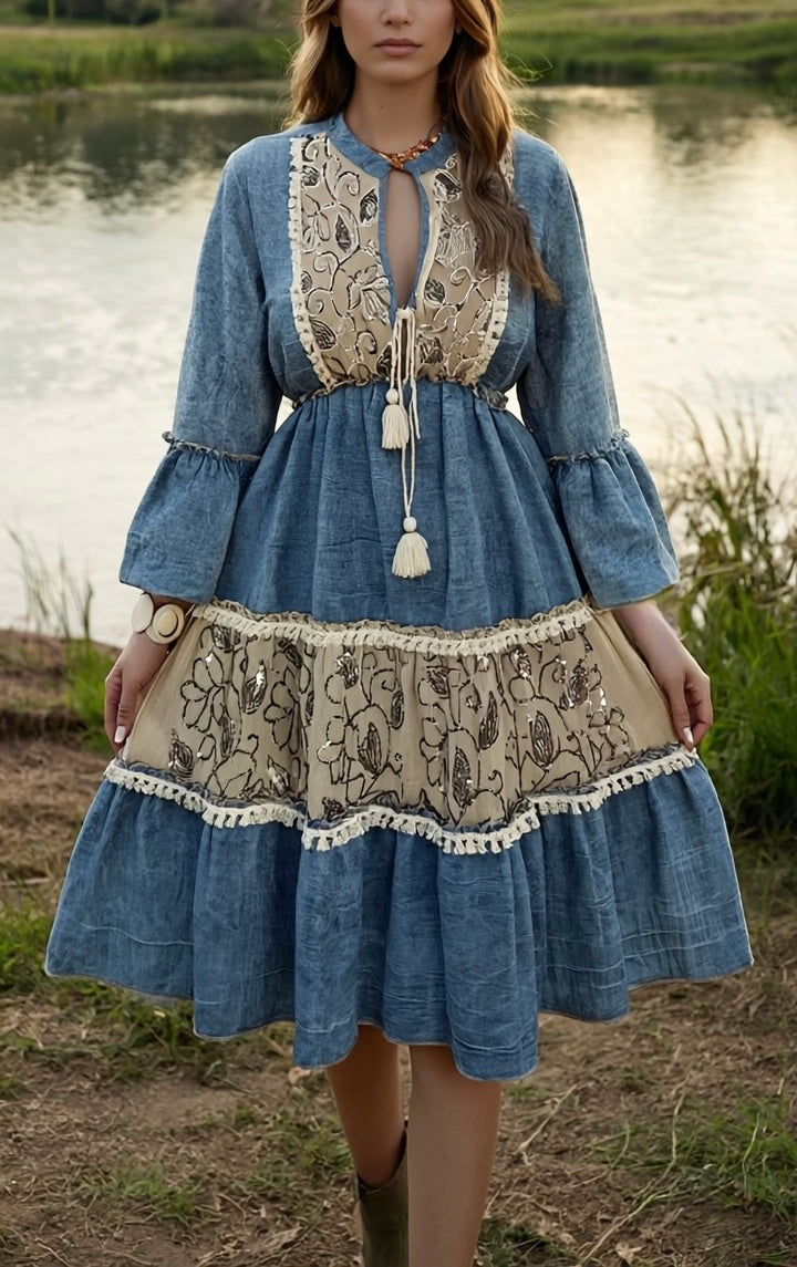 Boho Denim Short Dress
