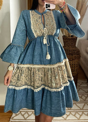 Boho Denim Short Dress