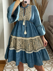 Boho Denim Short Dress
