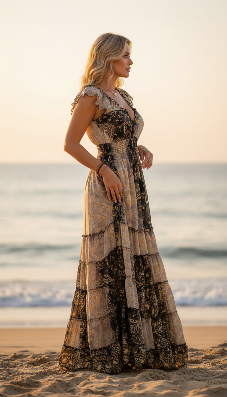 Amara Black Silk Maxi Dress