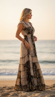 Amara Black Silk Maxi Dress
