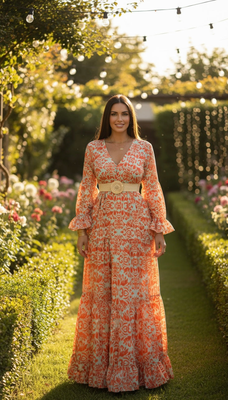 Sunset Bloom Silk Dress