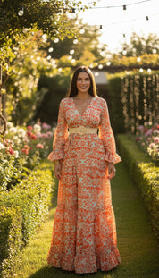 Sunset Bloom Silk Dress