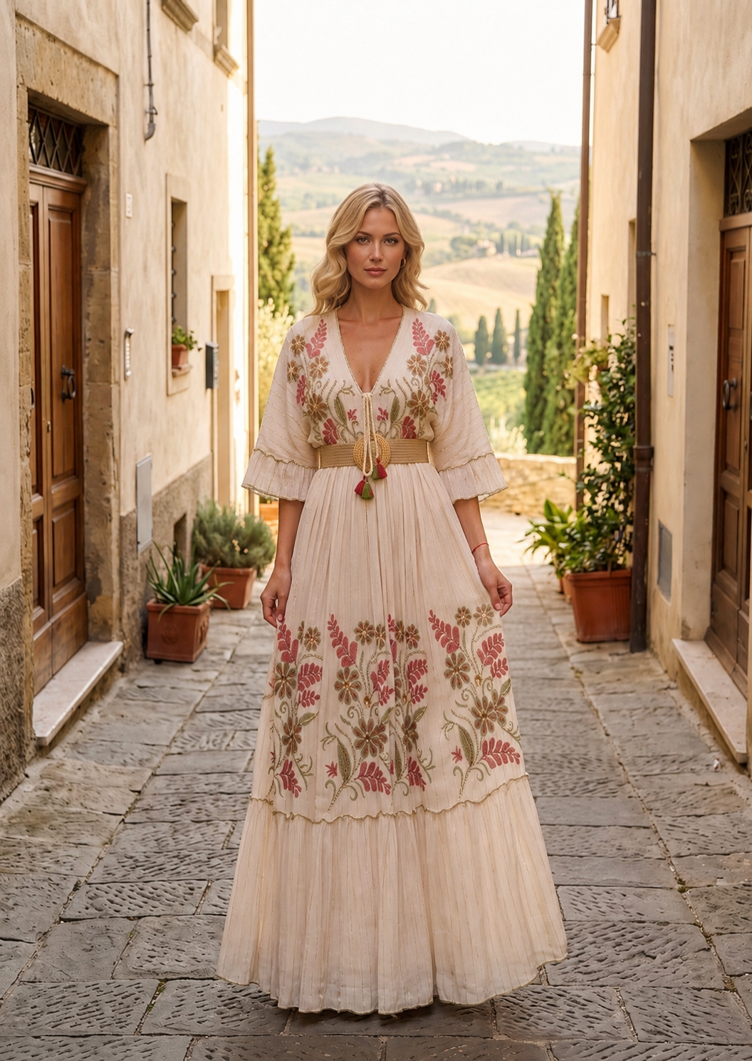 Elara Embroidered Boho Dress