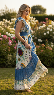 Alma Garden Blue Maxi Dress
