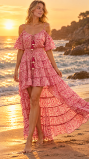 Gardenia-Kleid aus rosa Seide