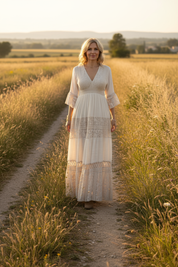 Boho Beige Lace Dress