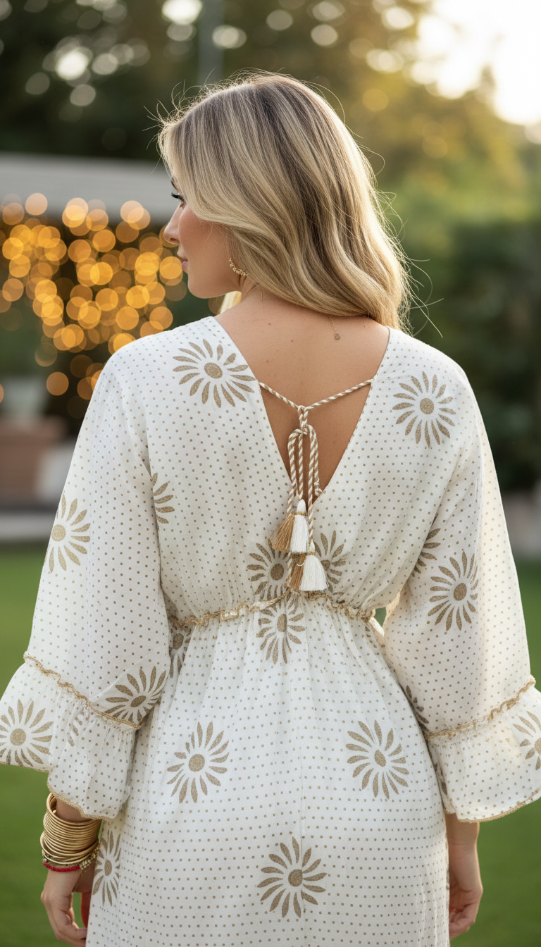 Robe longue bleu azur et blanche