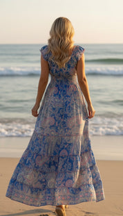 Amara Blue Silk Maxi Dress