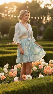 Robe bohème courte brodée à la main