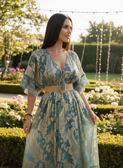 Chantilly Garden Blue Boho Long Dress