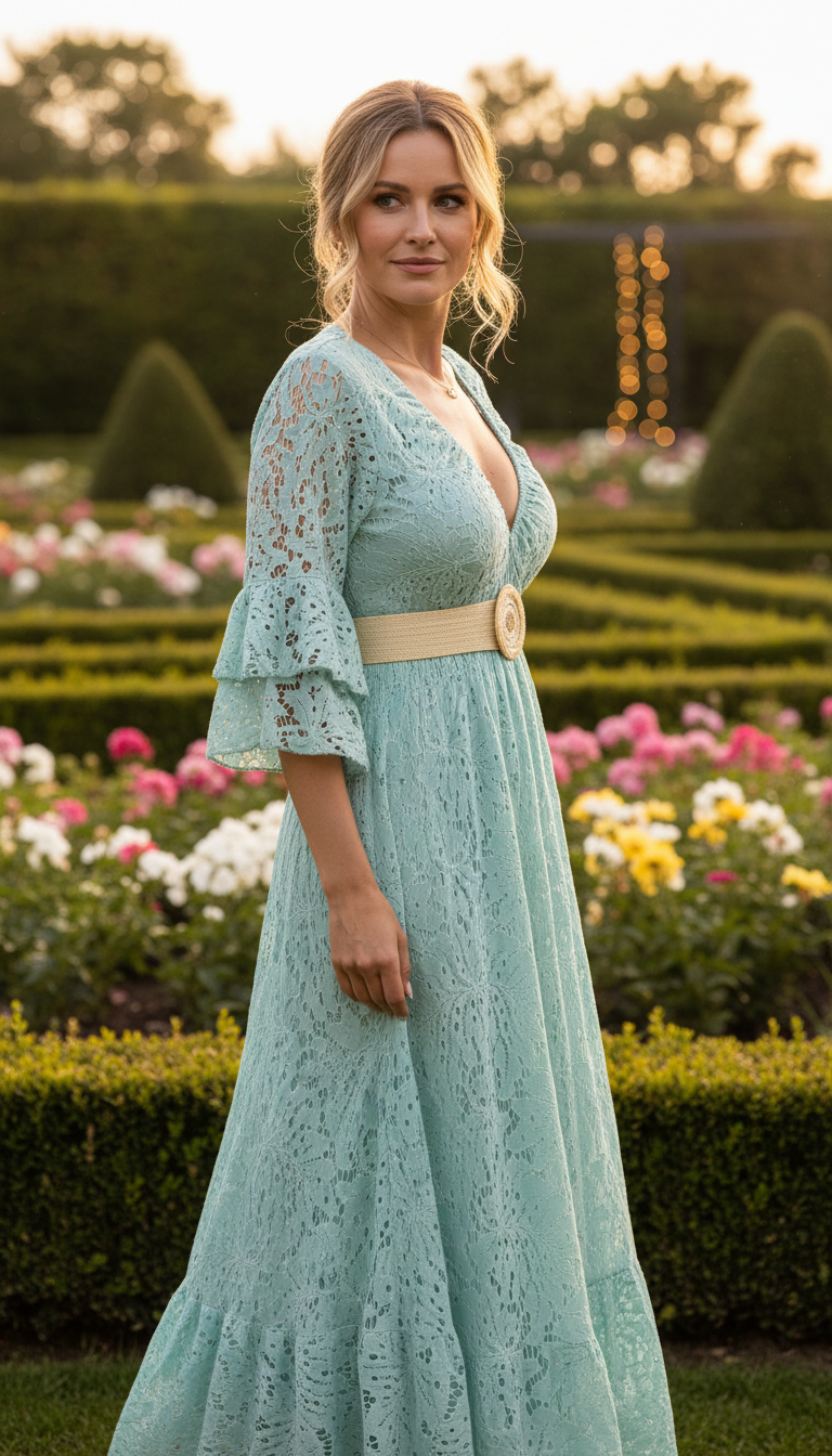 Ethereal Blue Lace Gown