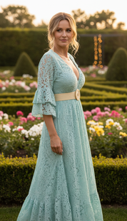 Ethereal Blue Lace Gown