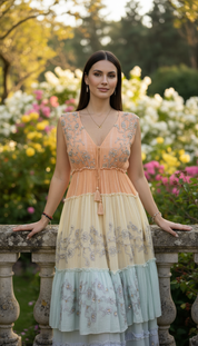 Sunset Orange Boho Maxi Dress