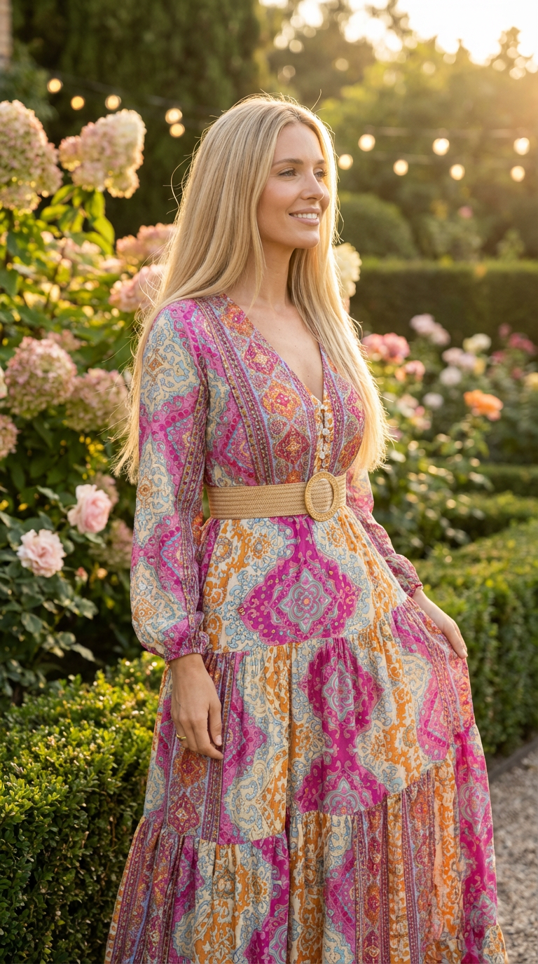 Robe en soie rose Aurore