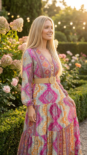 Robe en soie rose Aurore