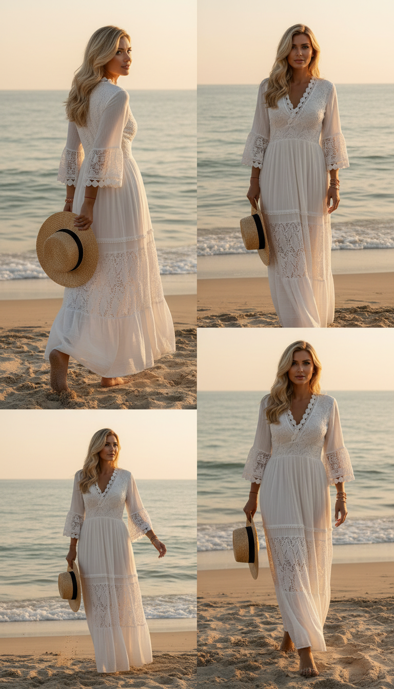 Robe en dentelle bohème pure