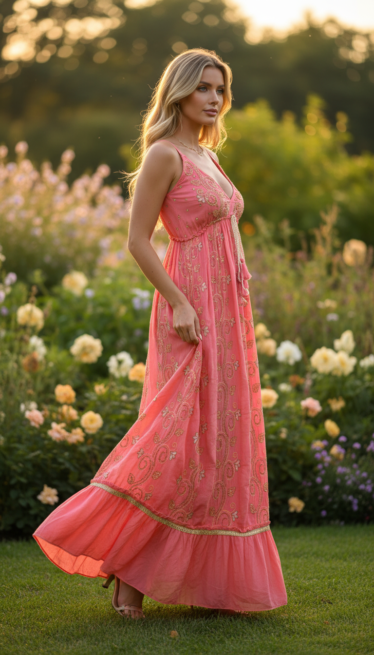 Luna Edem Pink Maxi Dress