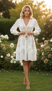 Desert White Mini boho Dress