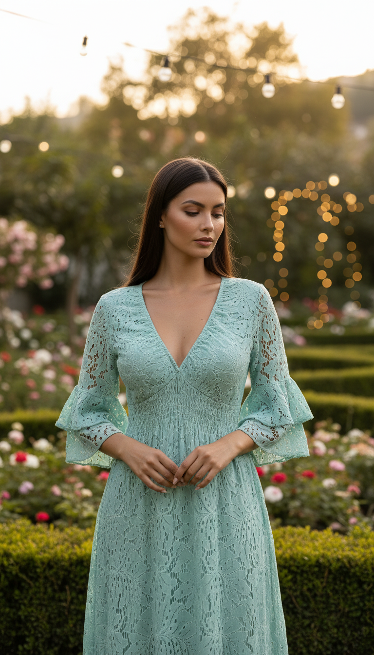 Ethereal Blue Lace Gown