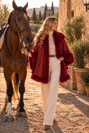 Siena Burgundy Faux Fur Cape