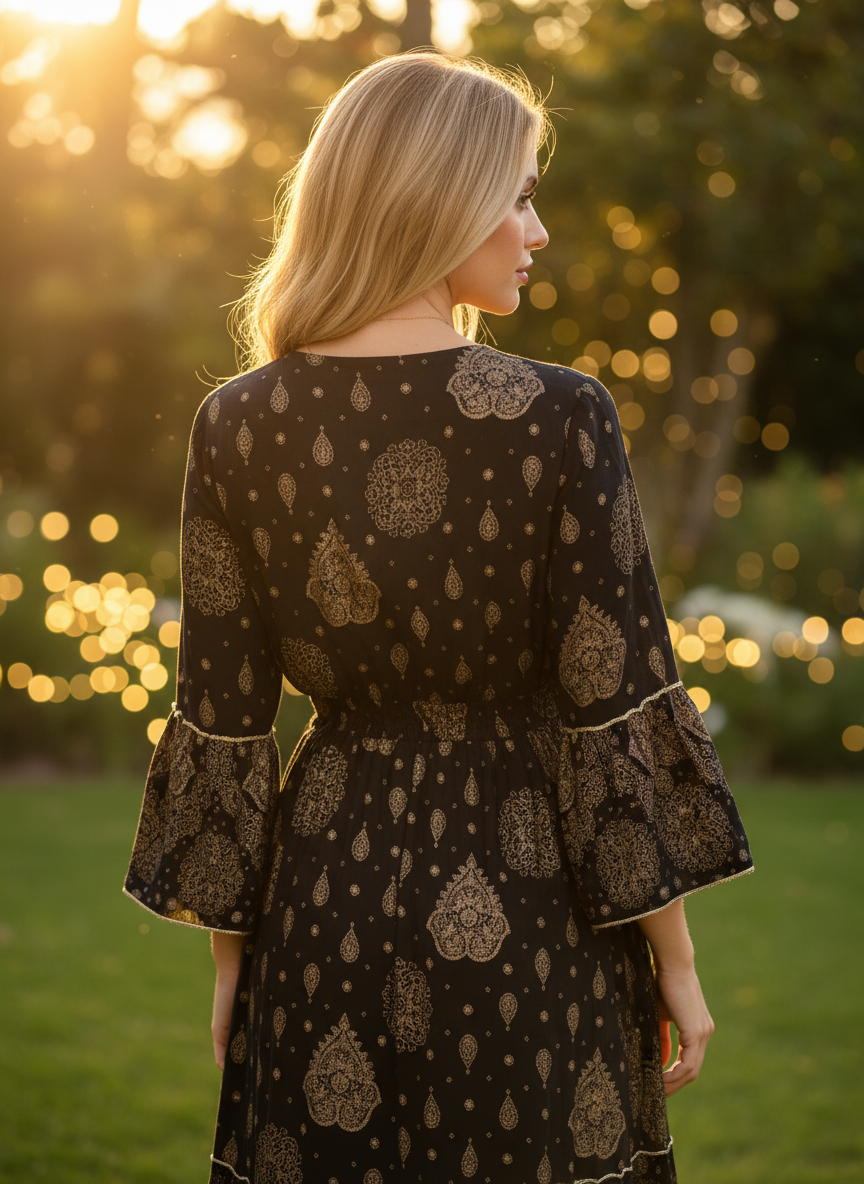 Solene Black Maxi Dress