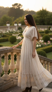 Maxikleid aus weicher Sandspitze