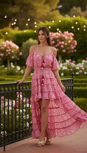Robe en soie rose gardénia