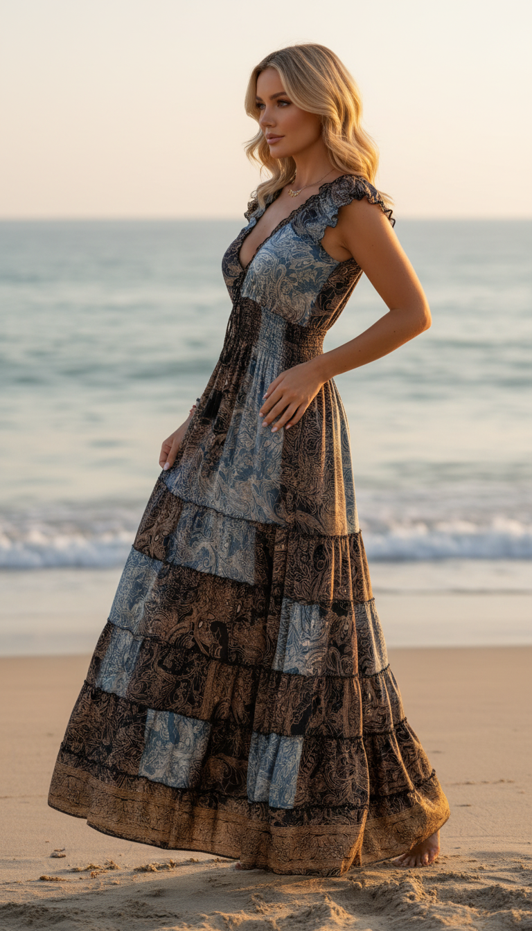 Amara Blue Silk Maxi Dress