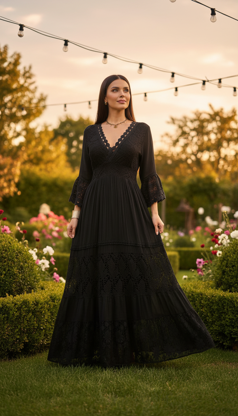 Pure, bohemische Eleganz in Schwarz
