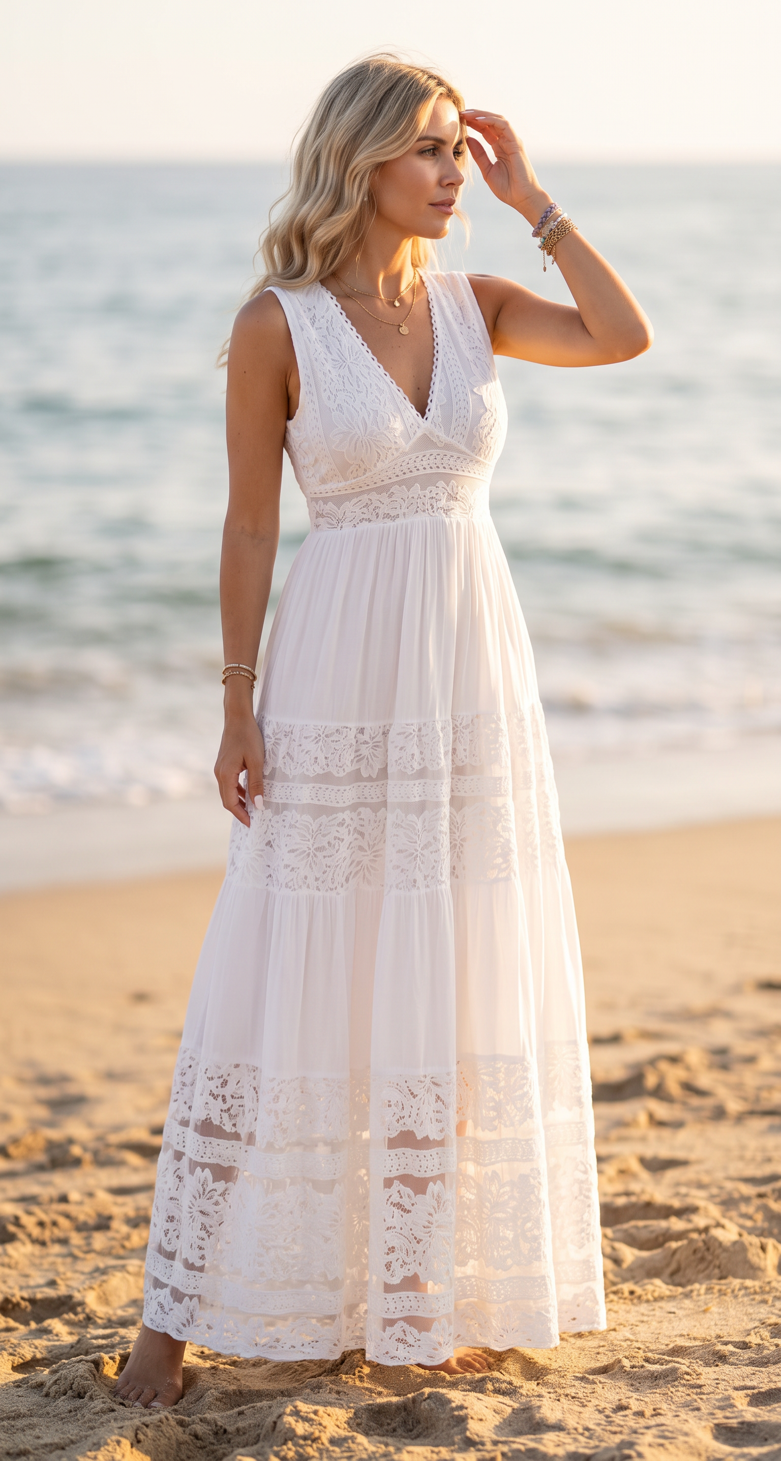Ethereal White Boho Lace Dress