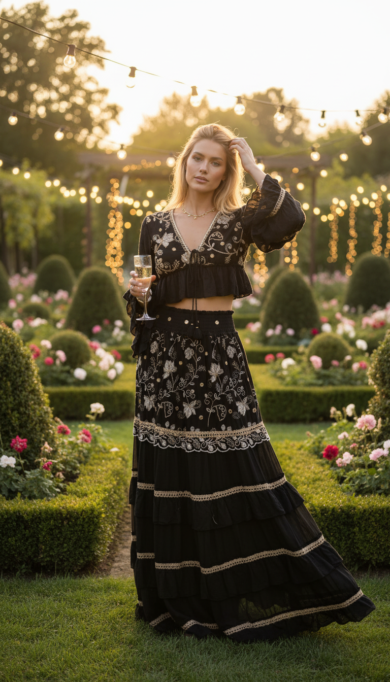 Desert Rose Black Boho Set