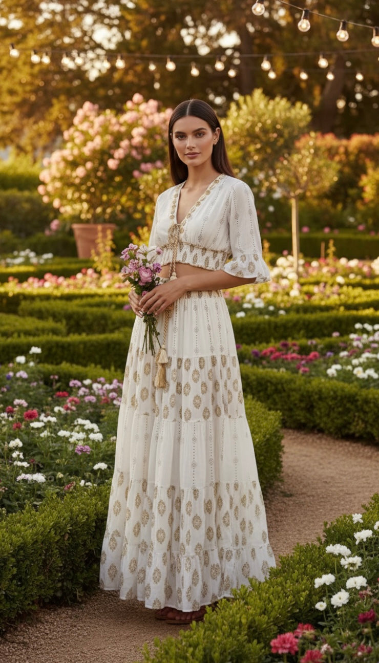 Aurora Golden Embroidered Boho Set