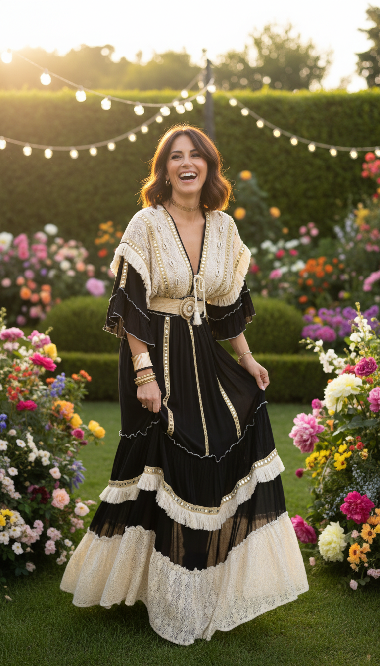 Robe longue bohème Velvet Night – Création romantique artisanale