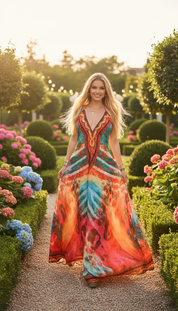 Fire Boho Silk Dress