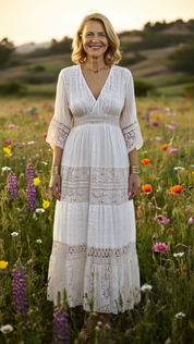 Boho Beige Lace Dress