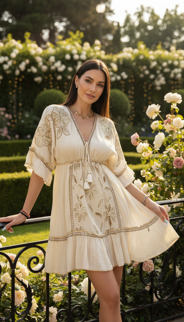 Soft Beige Mini Dress