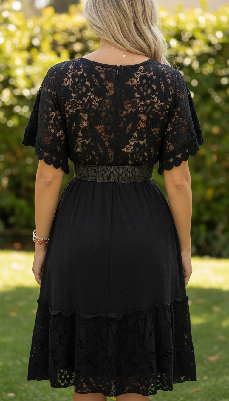 Lunar Dream Black Mini Dress