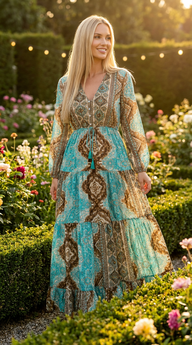 Robe en soie Aurora Sky