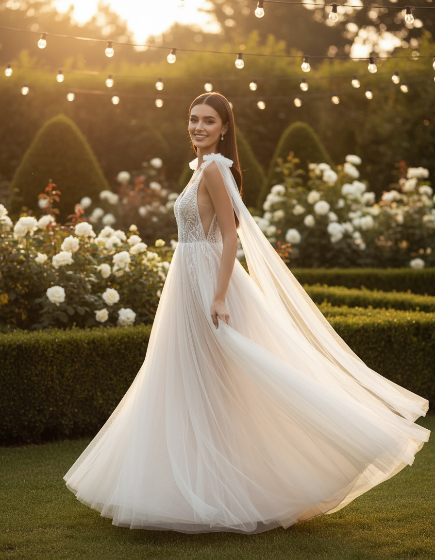 Romantic Bridal Dress with Chantilly Lace