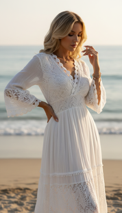 Robe en dentelle bohème pure