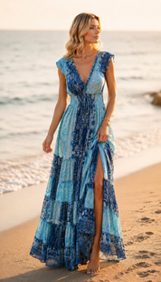 Amara Blue Silk Maxi Dress (copia)