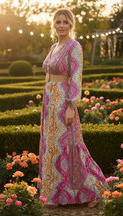 Robe en soie rose Aurore