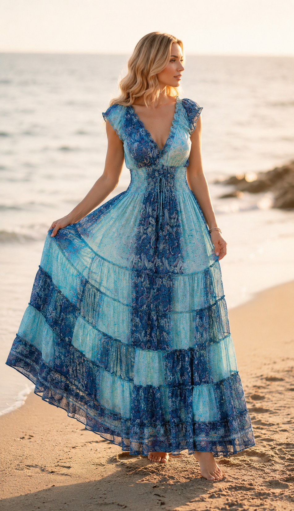 Amara Blue Silk Maxi Dress (copia)