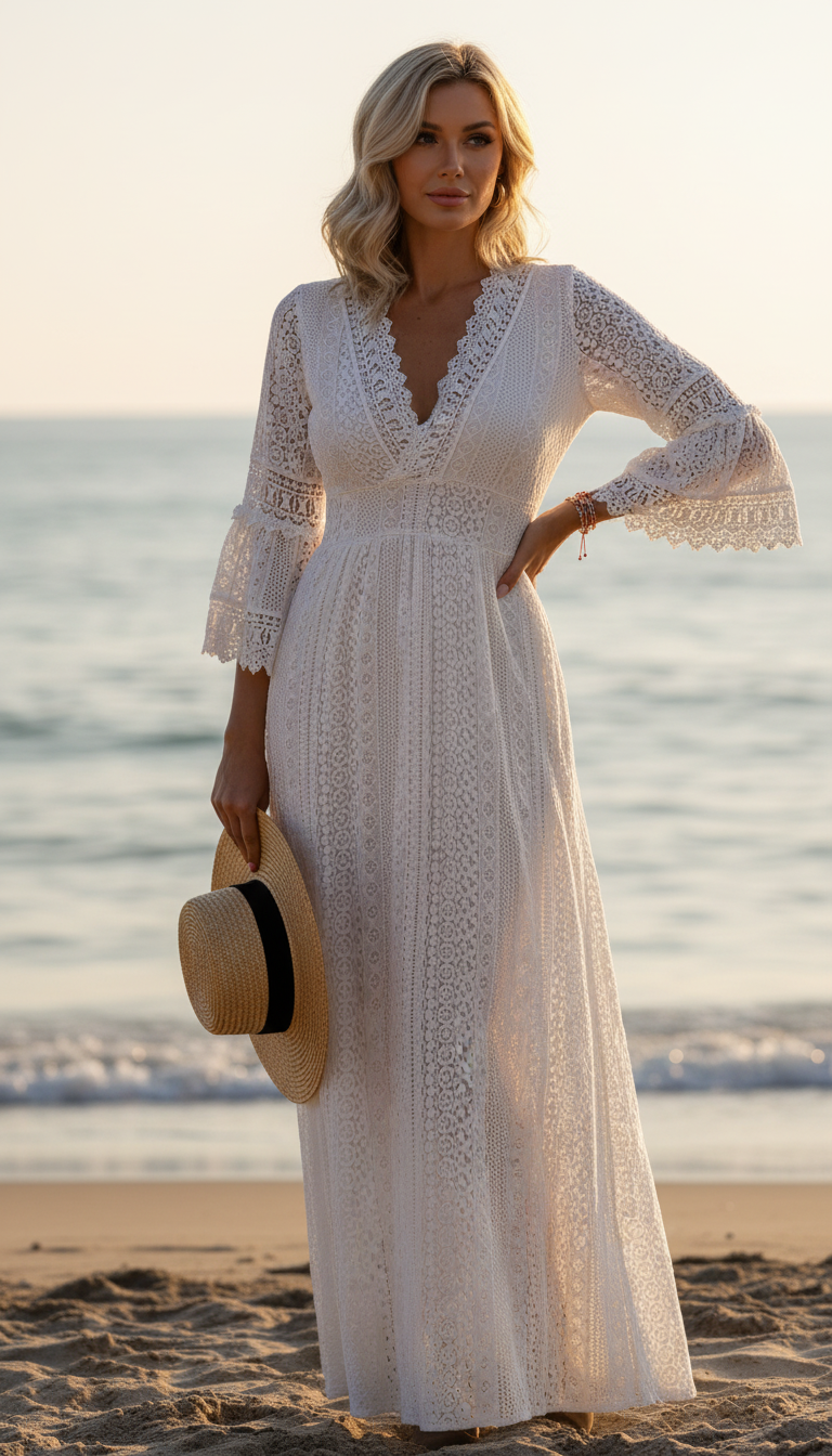 Salbeigrünes Spitzenkleid