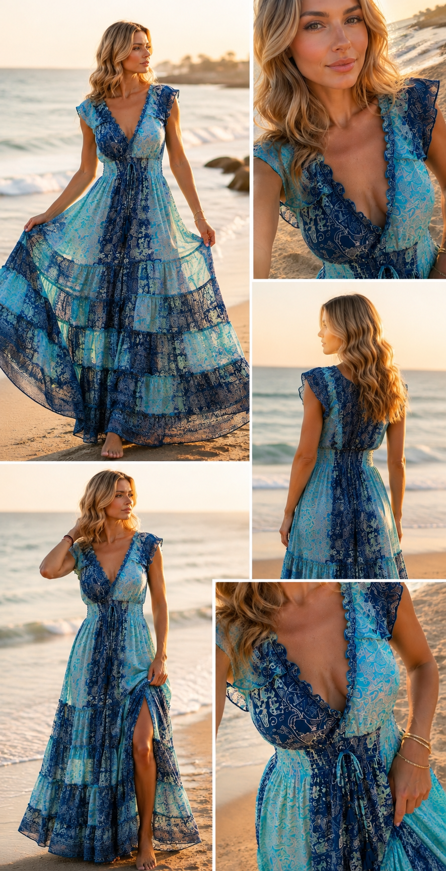 Amara Blue Silk Maxi Dress (copia)